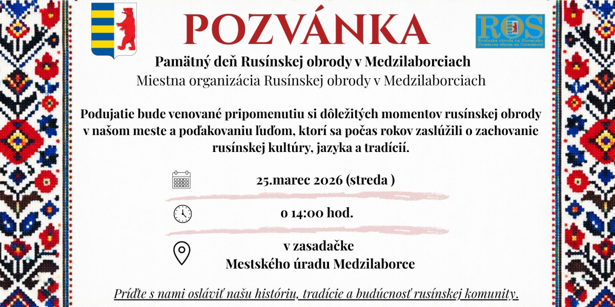 POZVÁNKA | Pamätný deň Rusínskej obrody v Medzilaborciach